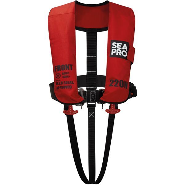 SEAPRO Rettungsweste 220N mit Harness nach SOLAS rot – Produktansicht