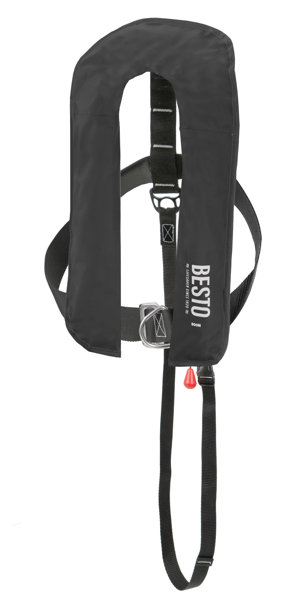 Besto 300N automatische Rettungsweste mit Harness, Schwarz – Produktansicht