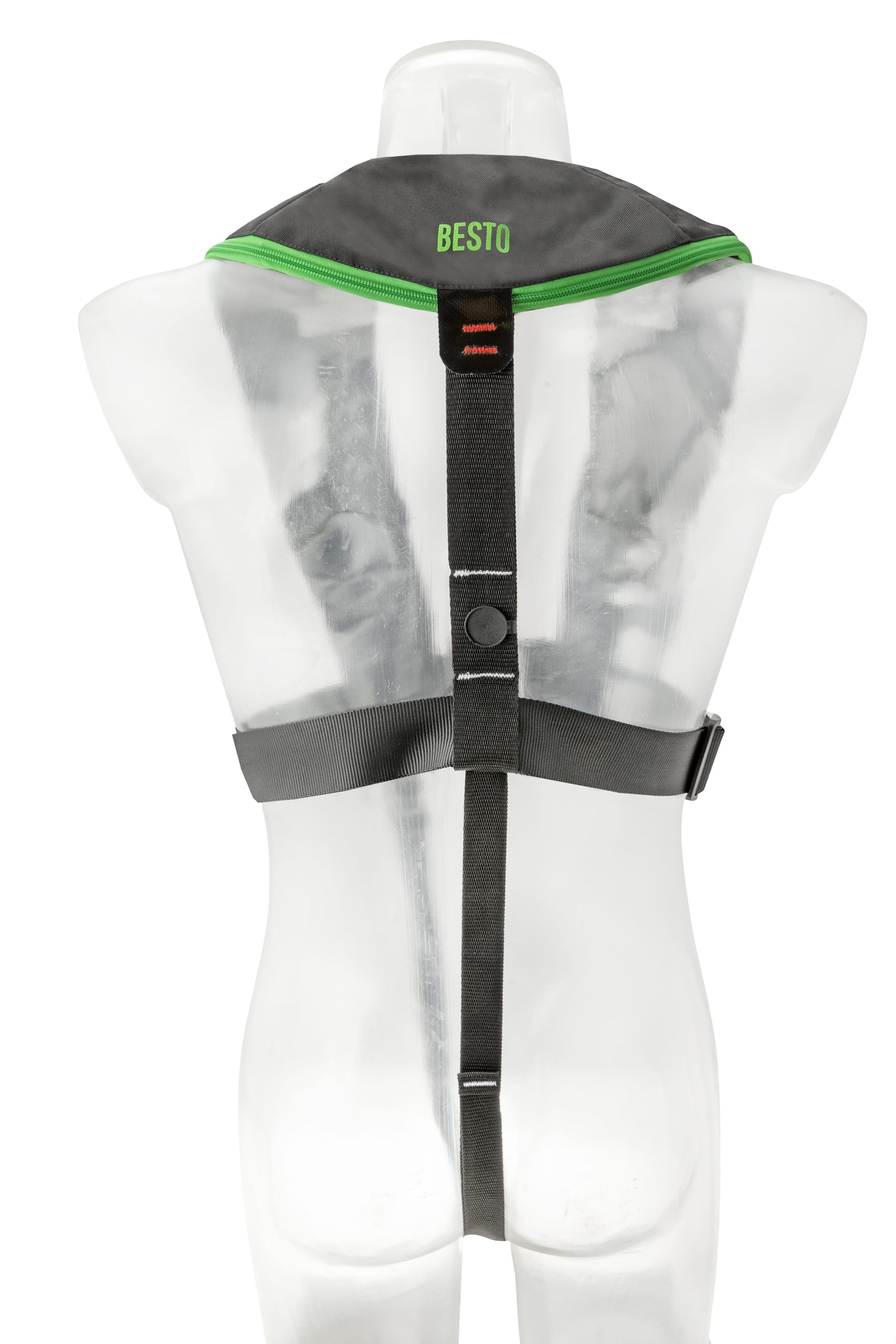 Besto Comfort Fit 180N automatische Rettungsweste mit Harness, Schwarz/Grün – Ansicht 3