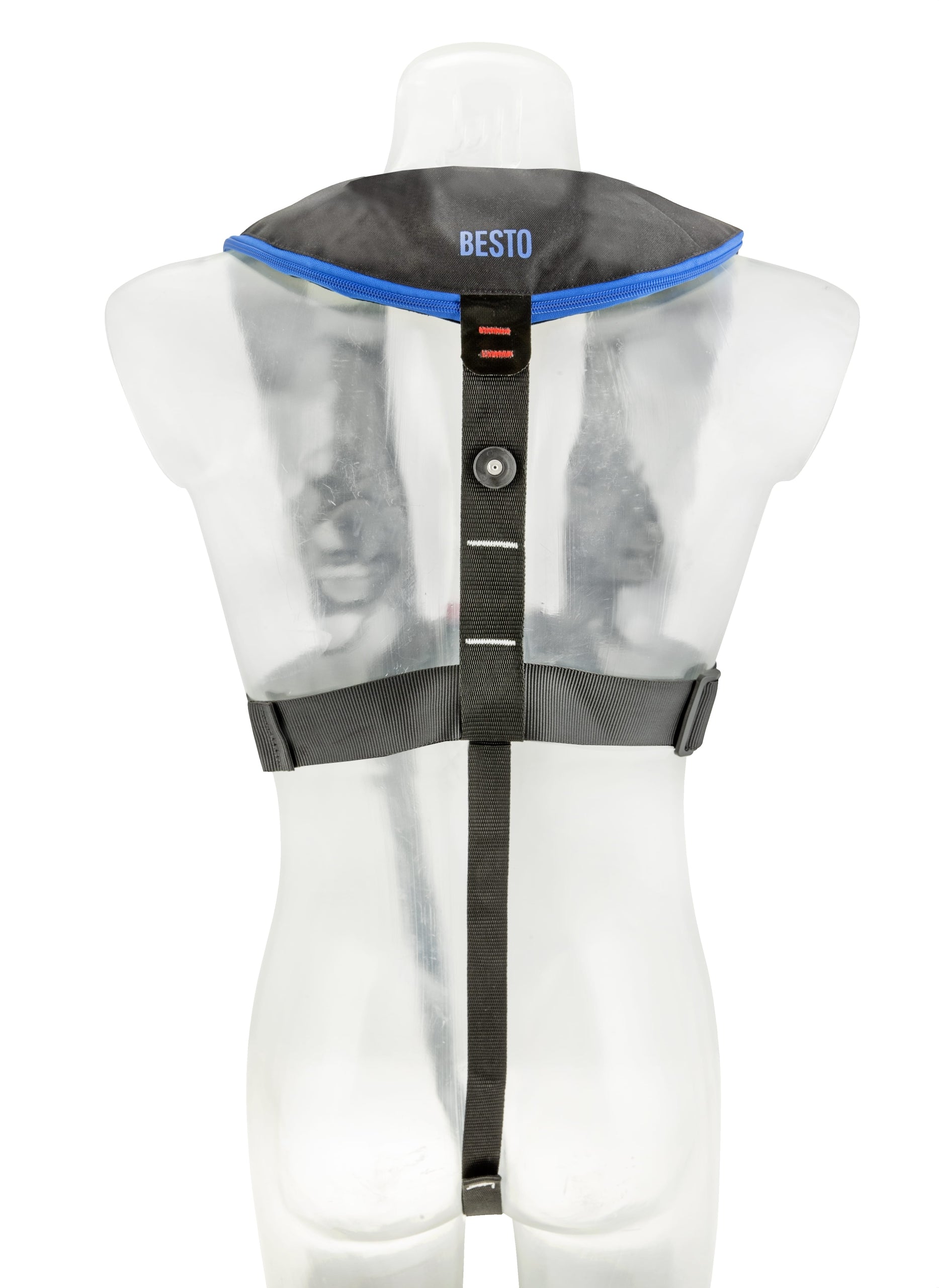 Besto Comfort Fit 180N automatische Rettungsweste mit Harness, Schwarz/Blau – Ansicht 3
