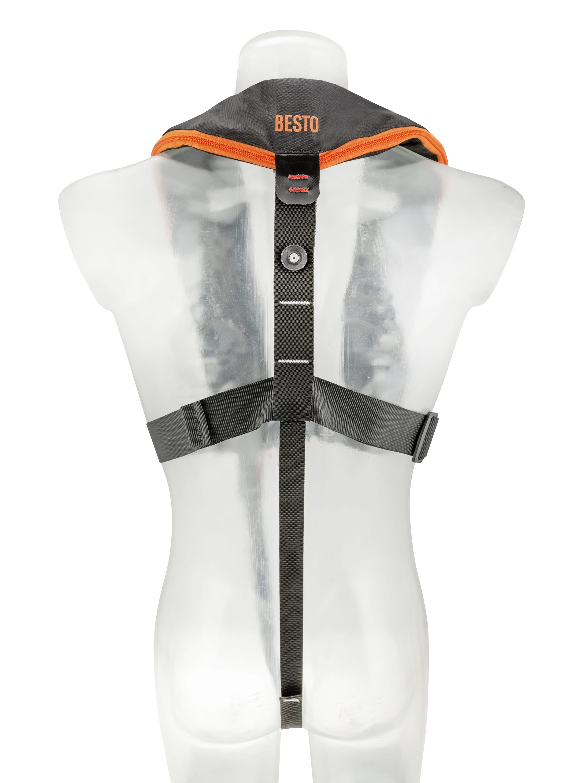 Besto Comfort Fit 180N automatische Rettungsweste mit Harness, Schwarz/Orange – Ansicht 2