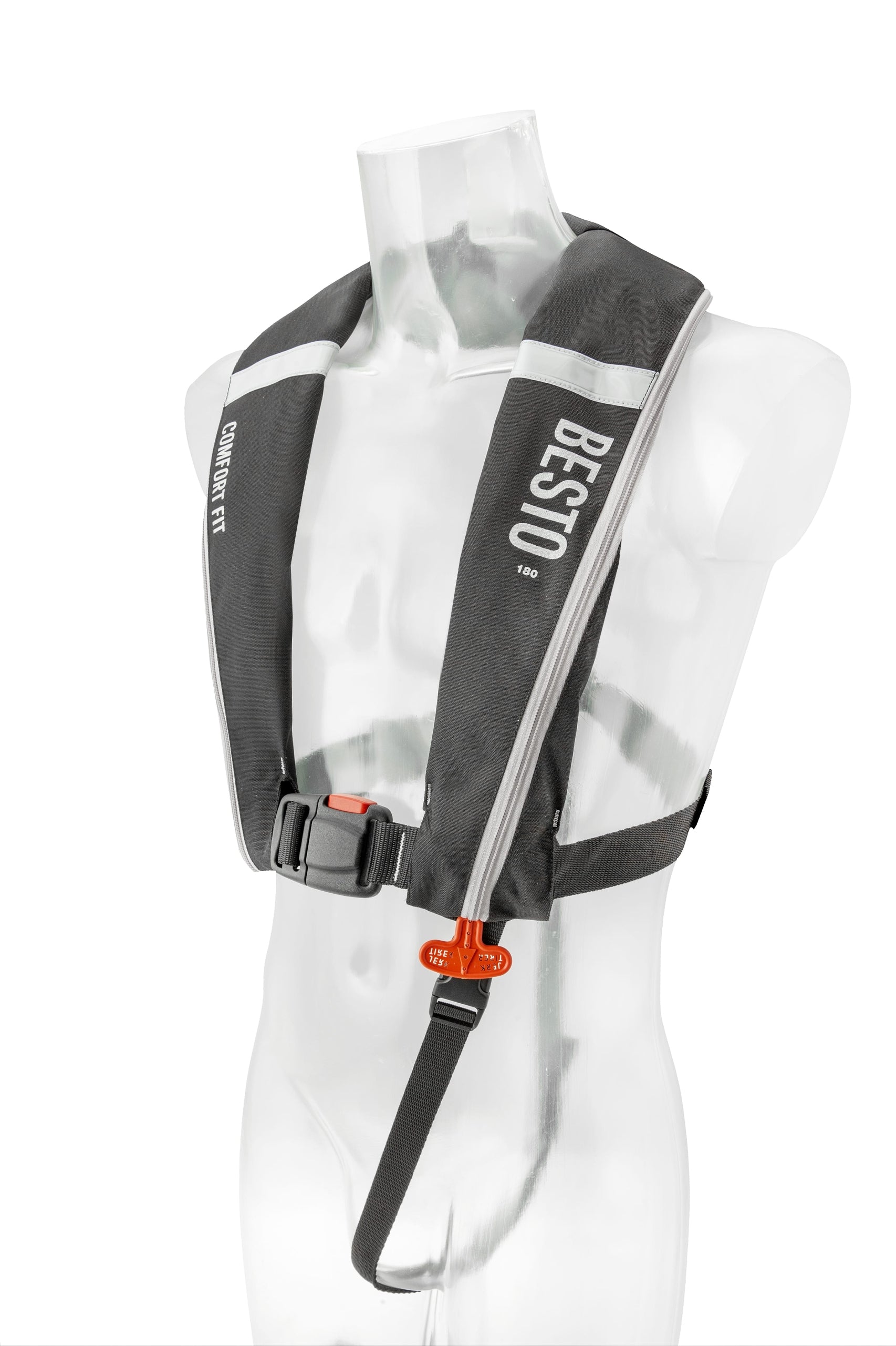 Besto Comfort Fit 180N automatische Rettungsweste ohne Harness, Schwarz/Grau – Ansicht 2