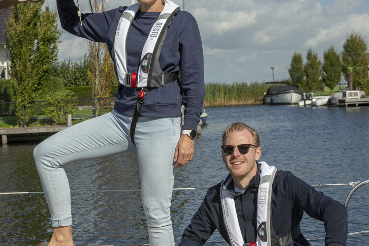 Besto Comfort Fit Pro 300N automatische Rettungsweste mit Harness, Weiß/Schwarz – Ansicht 6