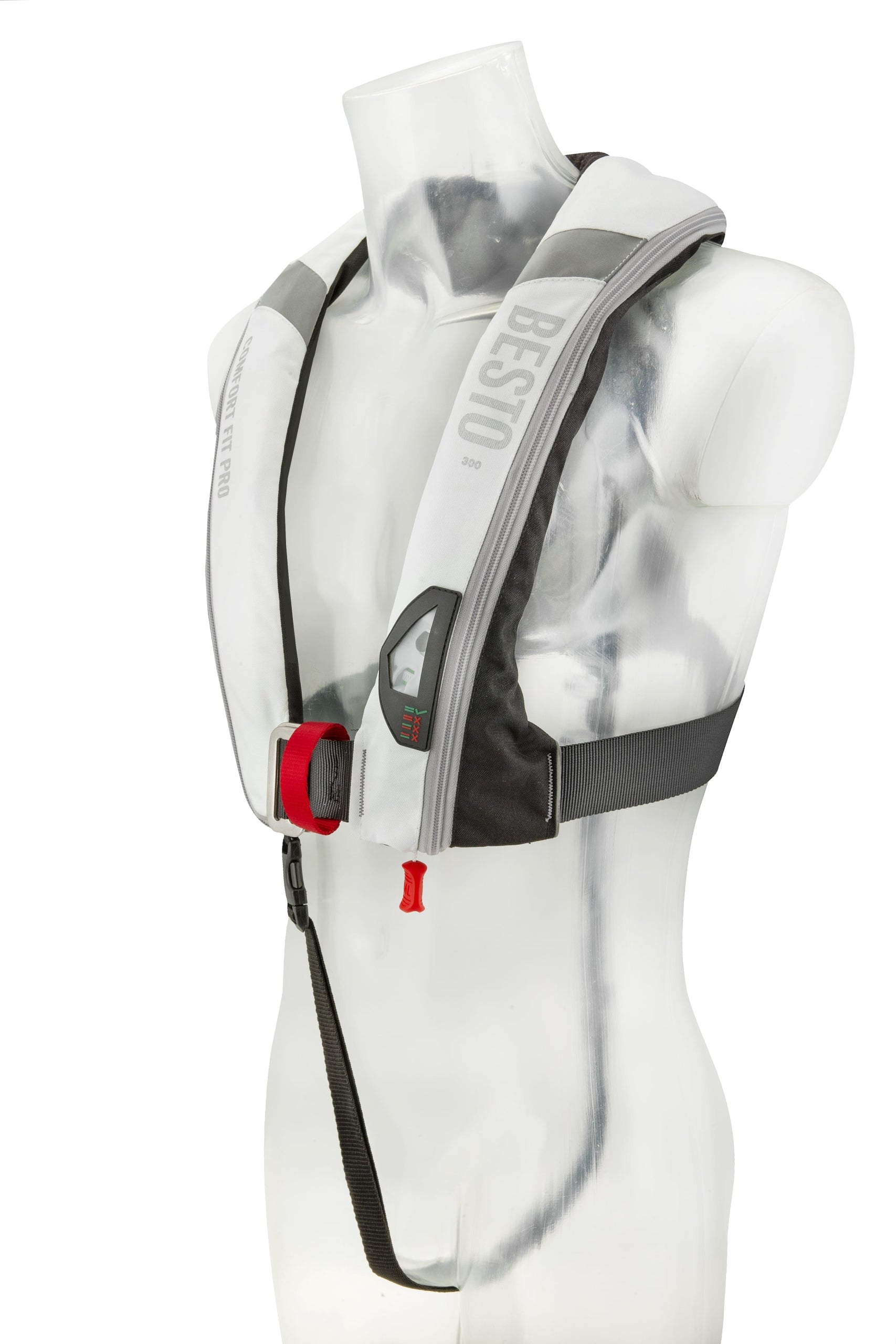 Besto Comfort Fit Pro 300N automatische Rettungsweste mit Harness, Weiß/Schwarz – Ansicht 3