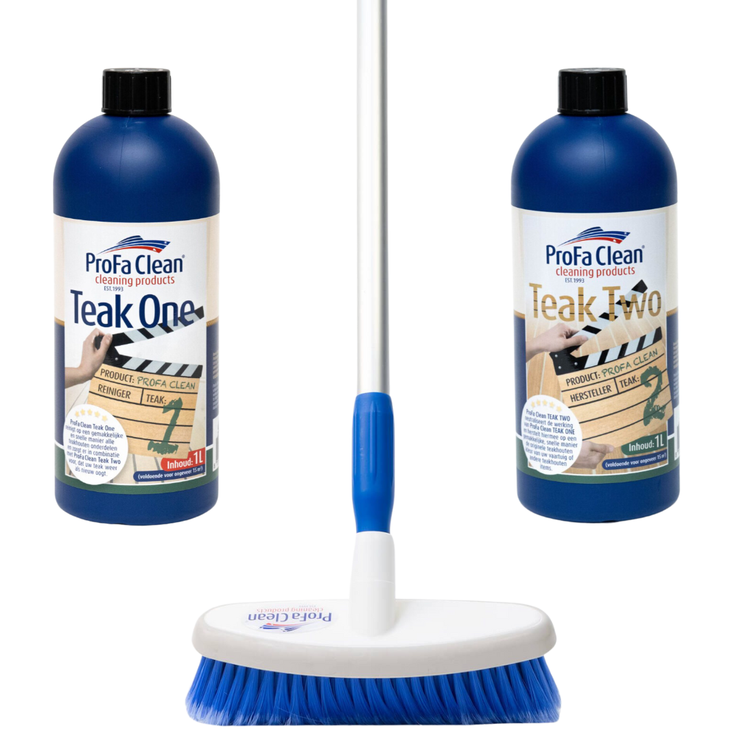 ProFa Clean Teak-Pflegeset 2 × 1 L mit Besenbürste – Verpackungsansicht 5