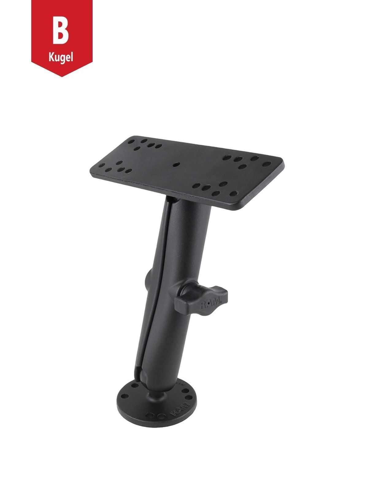 RAM MOUNTS AUFBAU-SET - B-KUGEL (1 ZOLL), RUNDE BASISPLATTE (AMPS), LANGER VERBINDUNGSARM, UNIVERSAL-ADAPTERPLATTE