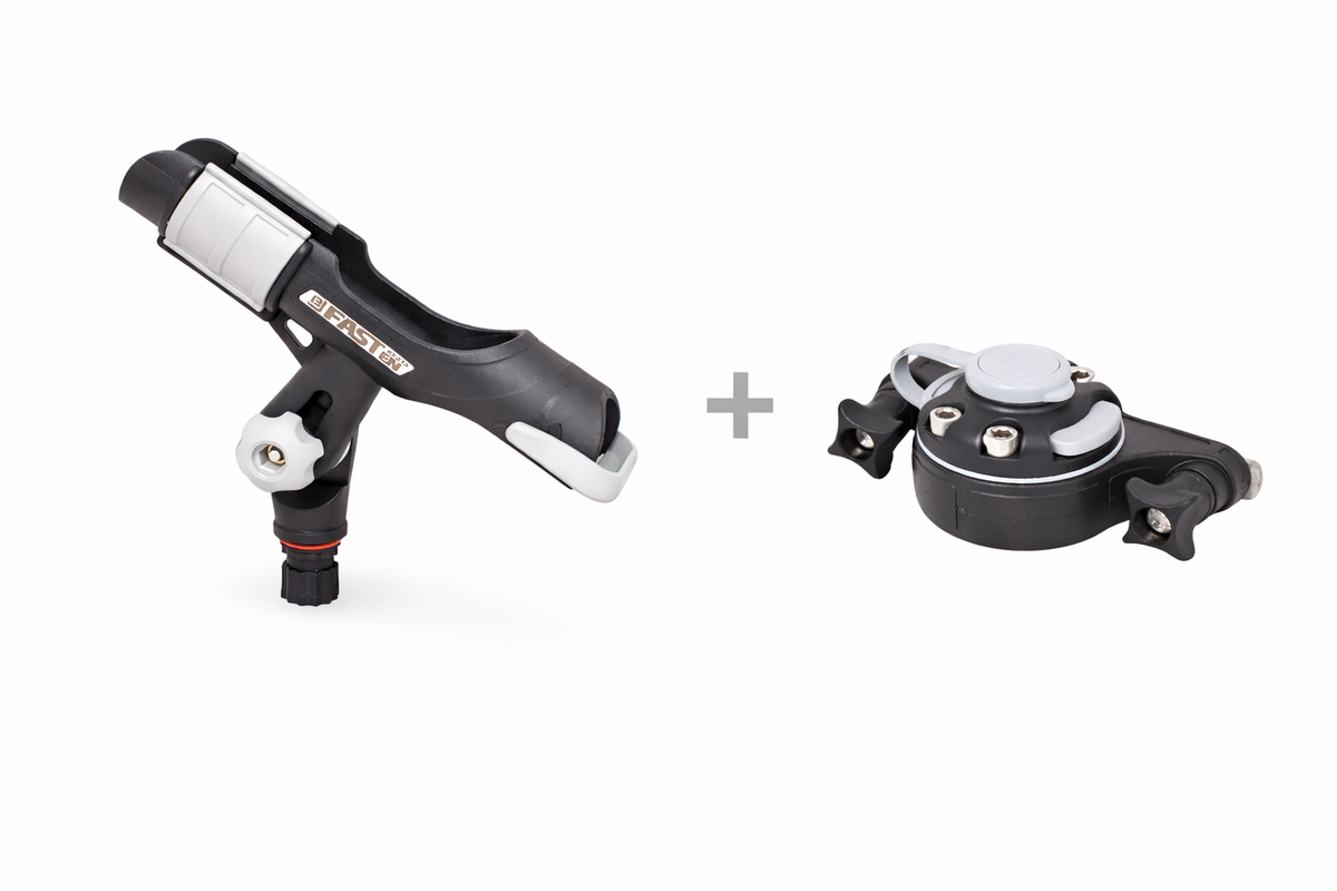Set: Fasten Rutenhalter + C‑Shaped Basis – vertikale Montage für Kajaks