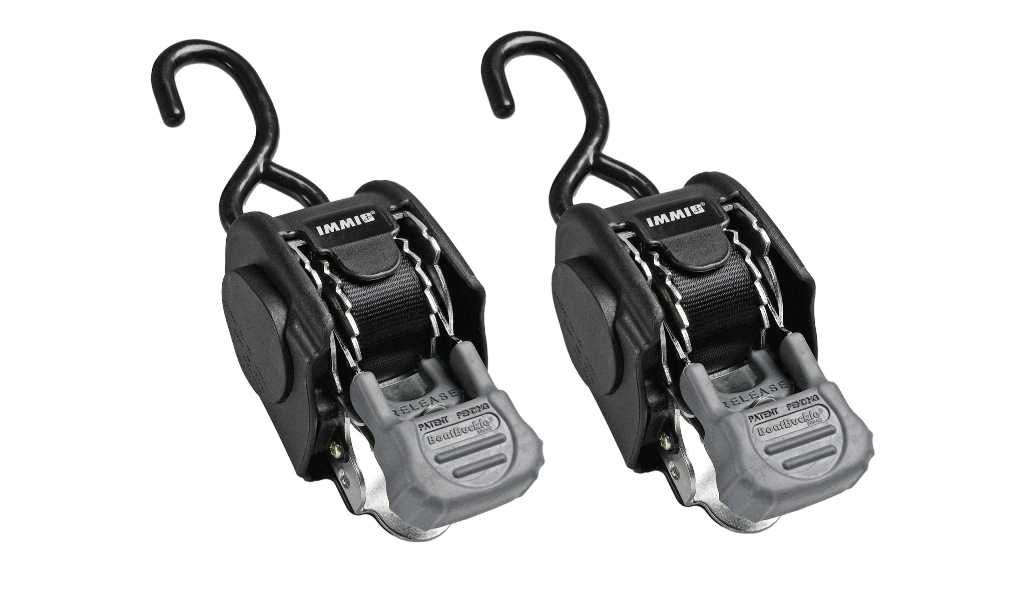 BoatBuckle Mini G3 selbstaufrollende Heck-Zurrgurte, 2 Stück – Produktansicht