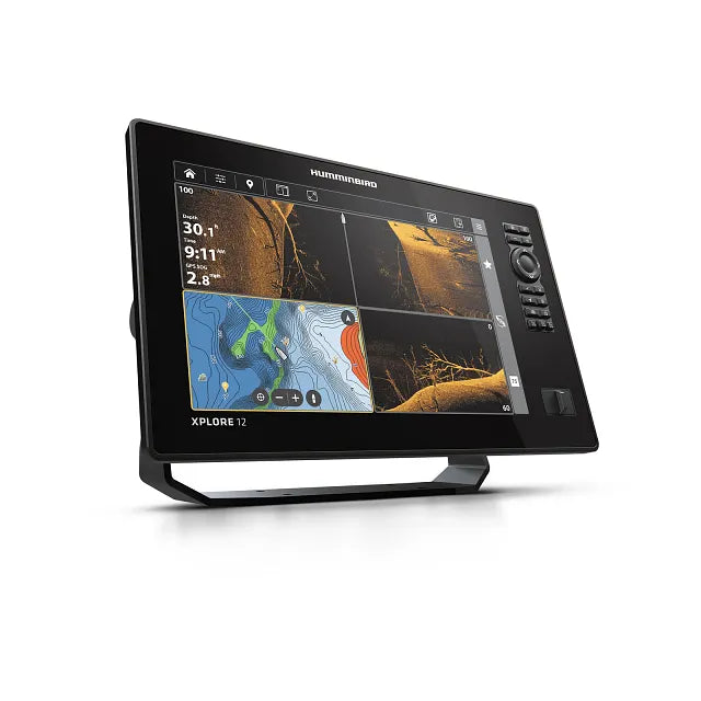 Humminbird XPLORE 12 CHO Kartenplotter ohne Geber weitere Seitenansicht mit Gehäusedetails
