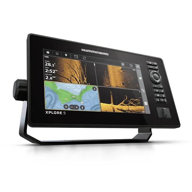 Humminbird XPLORE 9 CMSI+ Echolot Seitenansicht mit Gerätehalterung