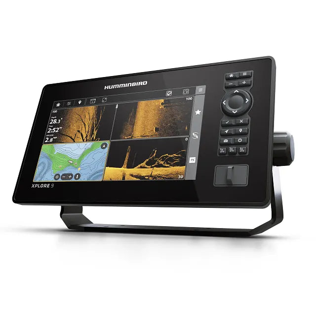 Humminbird XPLORE 9 CMSI+ Echolot schräge Seitenansicht des Displays