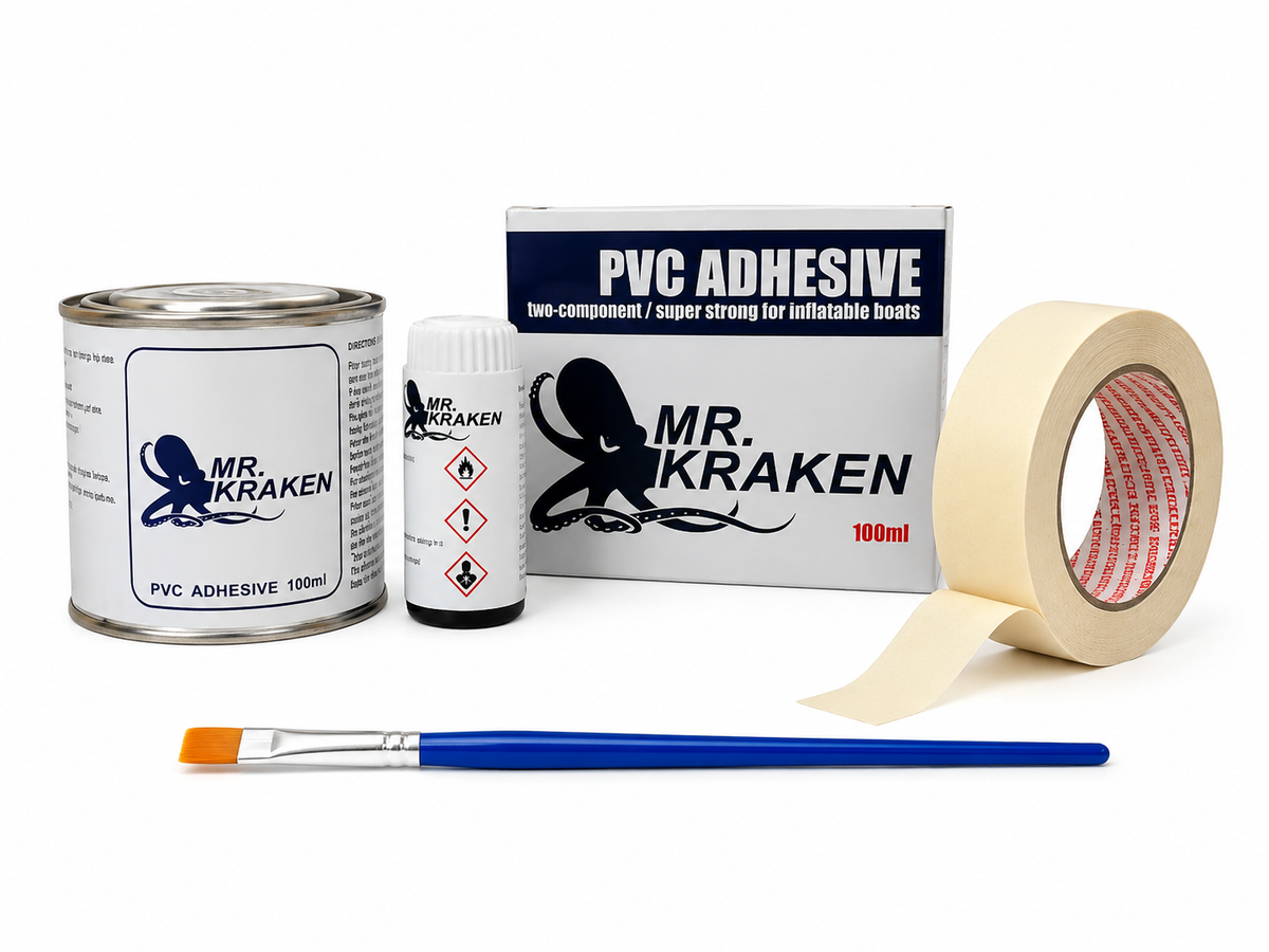 Mr Kraken 100ml PVC Kleber Kit für Schlauchboote: PVC Kleber + Härter + Pinsel
