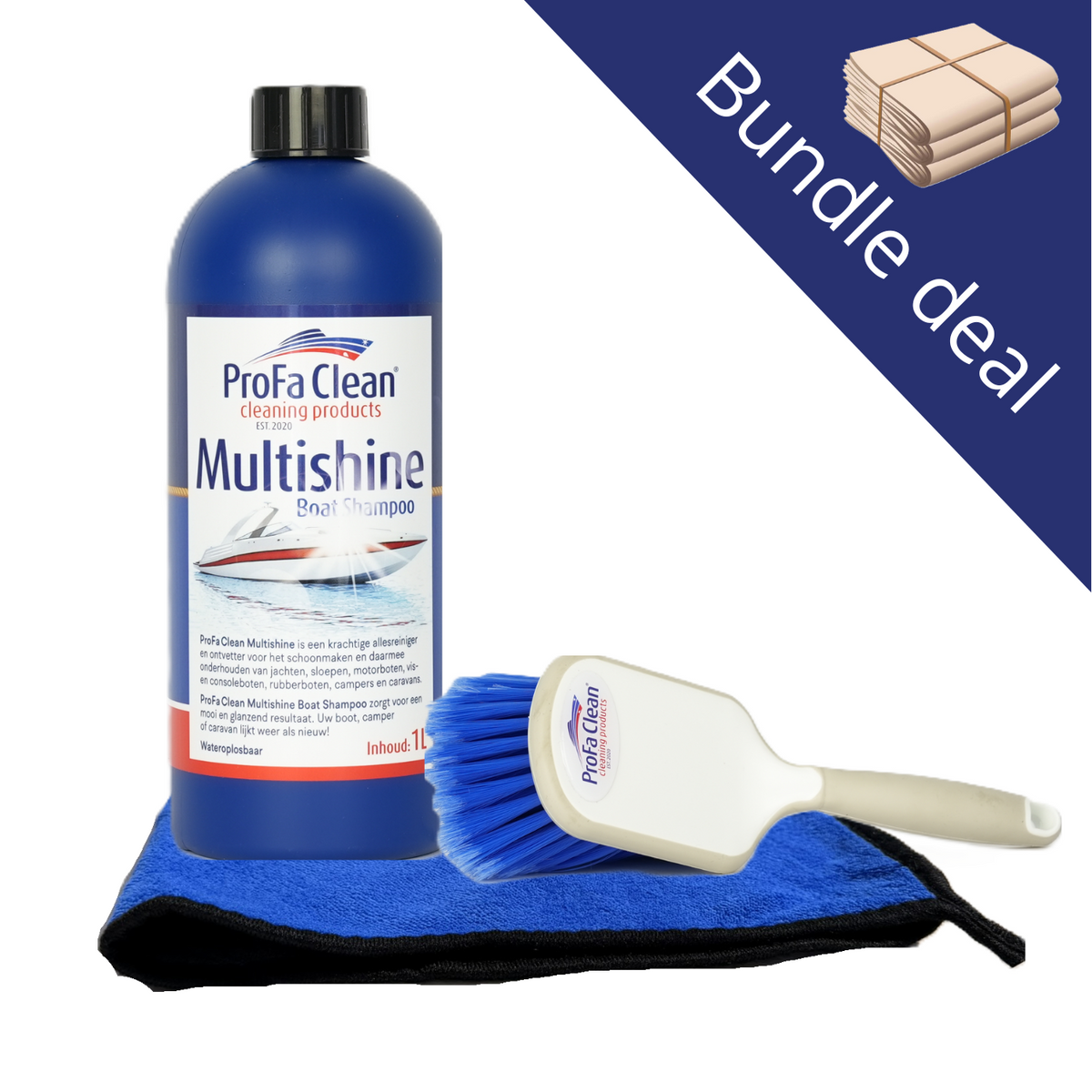 ProFa Clean Boots-Pflegeset mit Multishine, Handbürste und Tuch – Produktansicht 1
