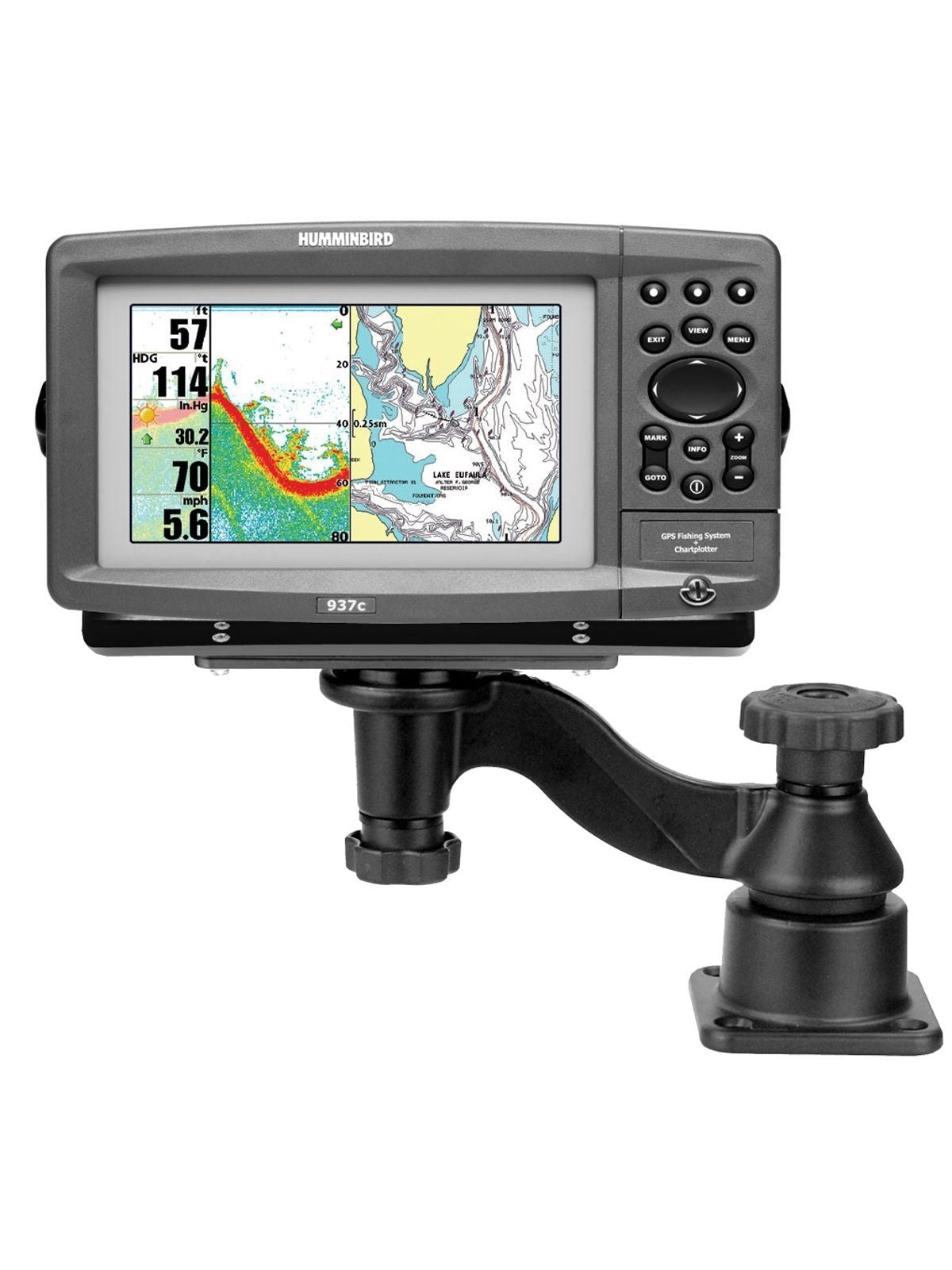 RAM Mounts swivel arm with universal plate for marine GPS - horizontal base, universal plate (50.8 x 158.9 mm), arm length approx. 150 mm, in polybag