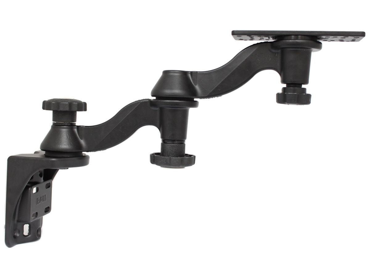 RAM Mounts double swivel arm for vertical wall mounting - vertical base, rectangular universal plate (approx. 158 x 50 mm, various hole patterns)