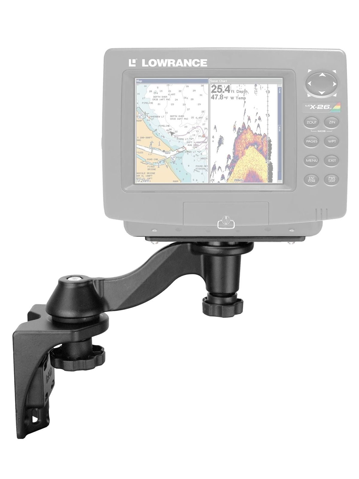 RAM Mounts swivel arm with universal plate for marine GPS - vertical base, universal plate (50.8 x 158.9 mm), arm length approx. 150 mm, in polybag