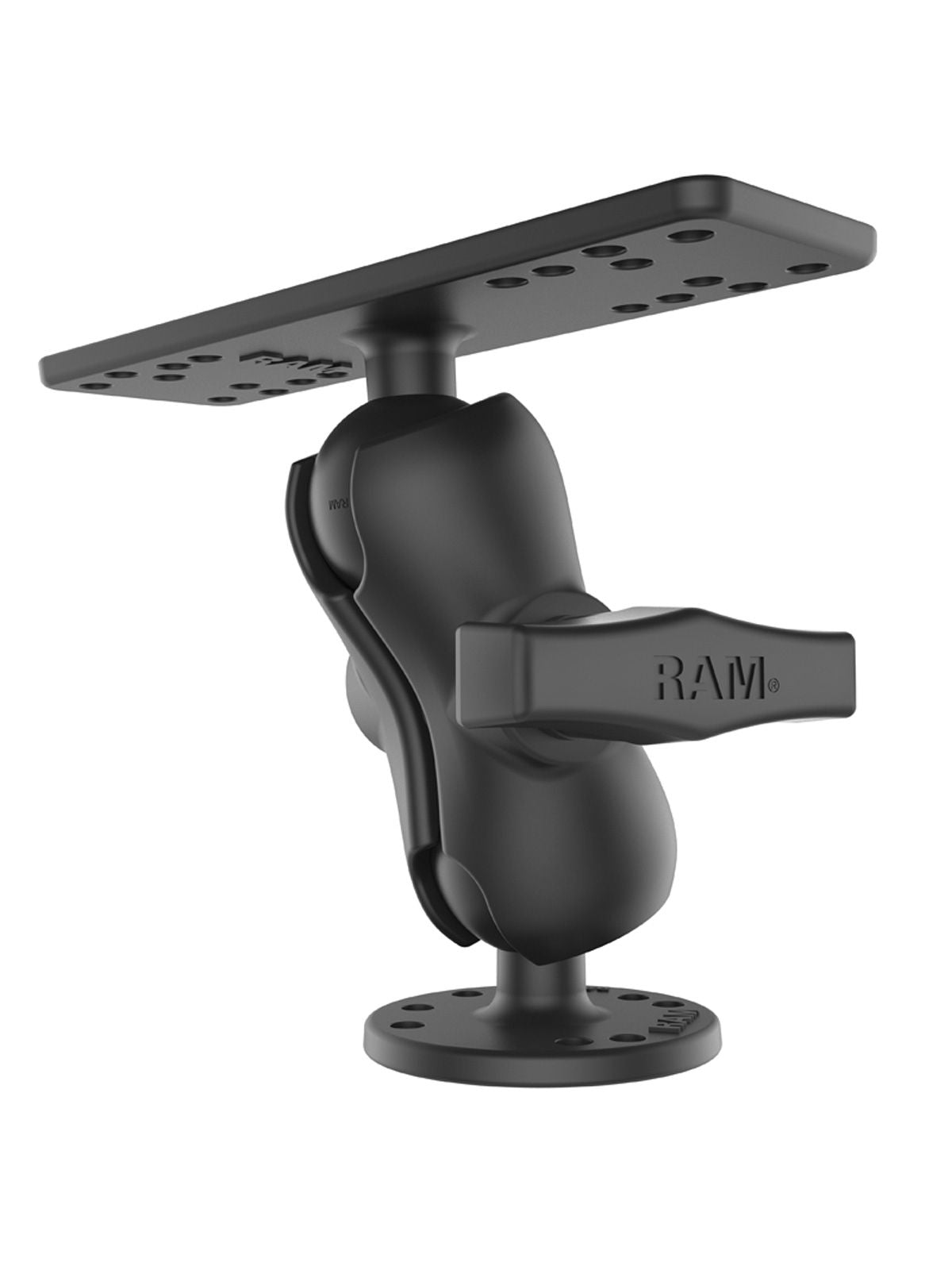 RAM Mounts mounting kit - round base plate (AMPS), short connecting arm, adapter plate (various hole patterns), C-ball (1.5 inch)
