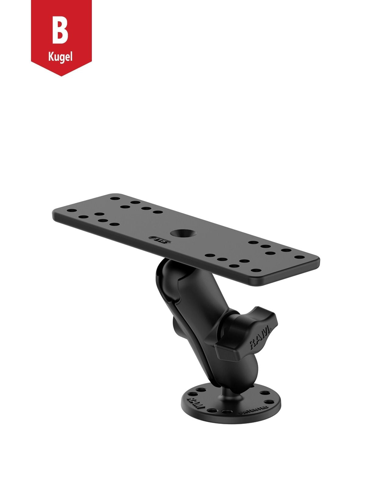 RAM MOUNTS AUFBAU-SET - B-KUGEL (1 ZOLL), RUNDE BASISPLATTE (AMPS), MITTLERER VERBINDUNGSARM, UNIVERSAL-ADAPTERPLATTE