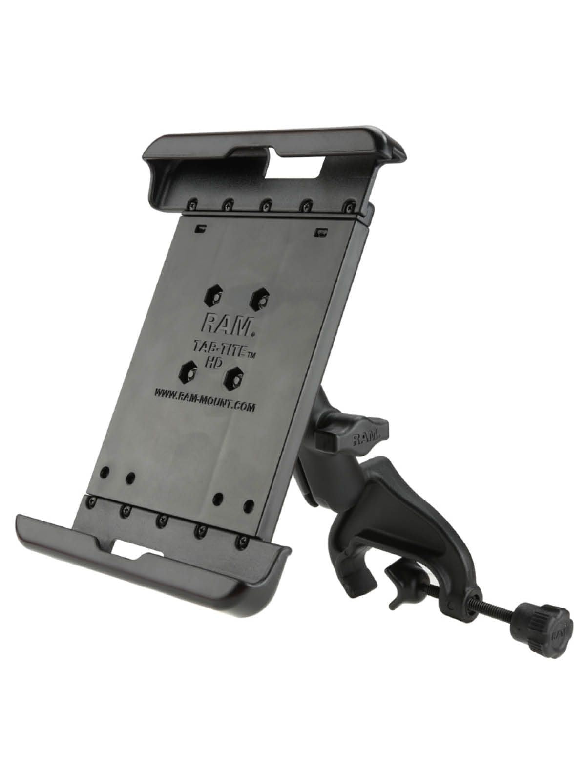 RAM Mounts Luftfahrt-Set mit Tab-Tite Halterung für 7-8 Zoll Tablets - B-Kugel (1 Zoll) - Steuerhorn-Klammer (15,87 - 31,75 mm Klemmbereich) - Mittlerer Verbindungsarm (ca. 94,74 mm) – Produktansicht
