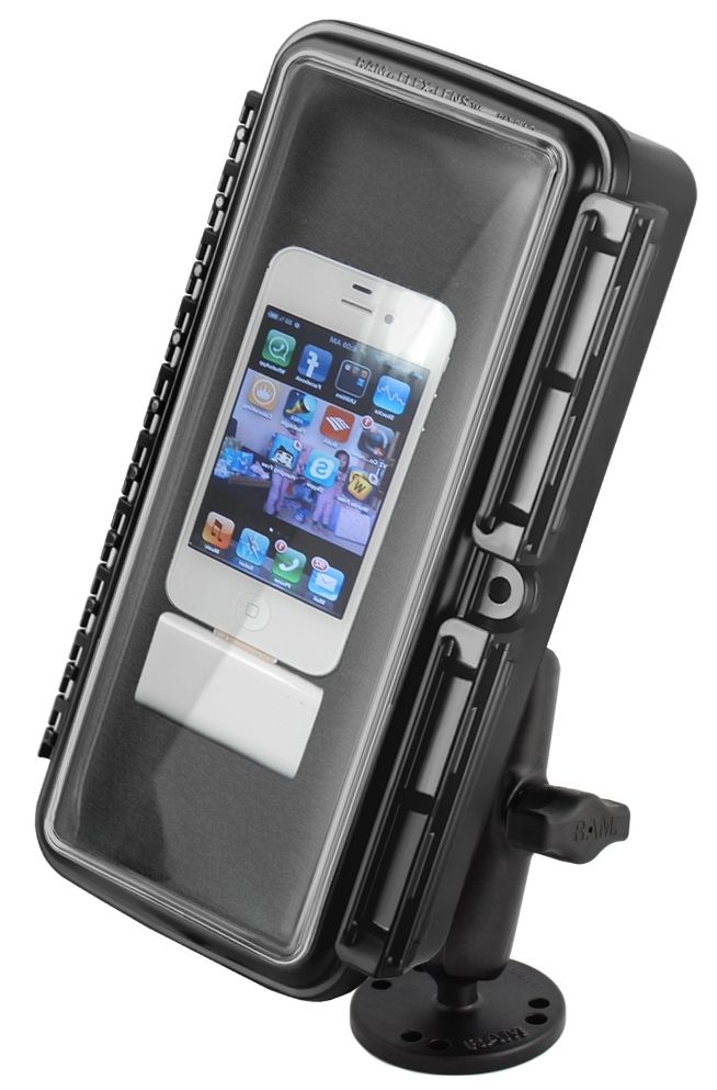 RAM Mounts Aufbauhalterung mit großer Aqua Box - runde Basisplatte, mittlerer Verbindungsarm, B-Kugel (1 Zoll), im Polybeutel – Produktansicht