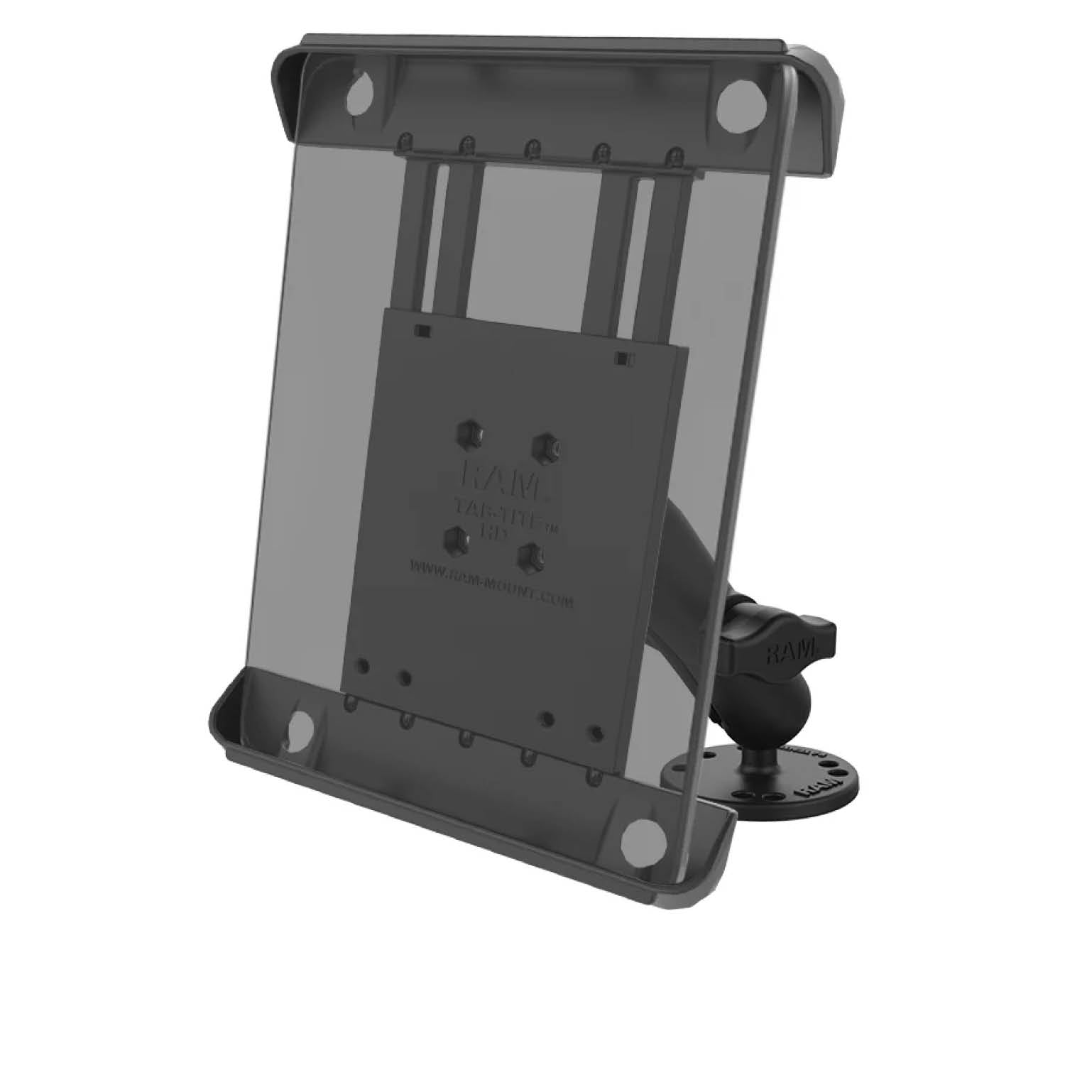 RAM Mounts Tab-Tite Universalhalterung-Set für 10 Zoll Tablets - B-Kugel (1 Zoll) - 2x Runde Basisplatten (AMPS) - Mittlerer Verbindungsarm (ca. 94,74 mm) - Schrauben-Set – Produktansicht