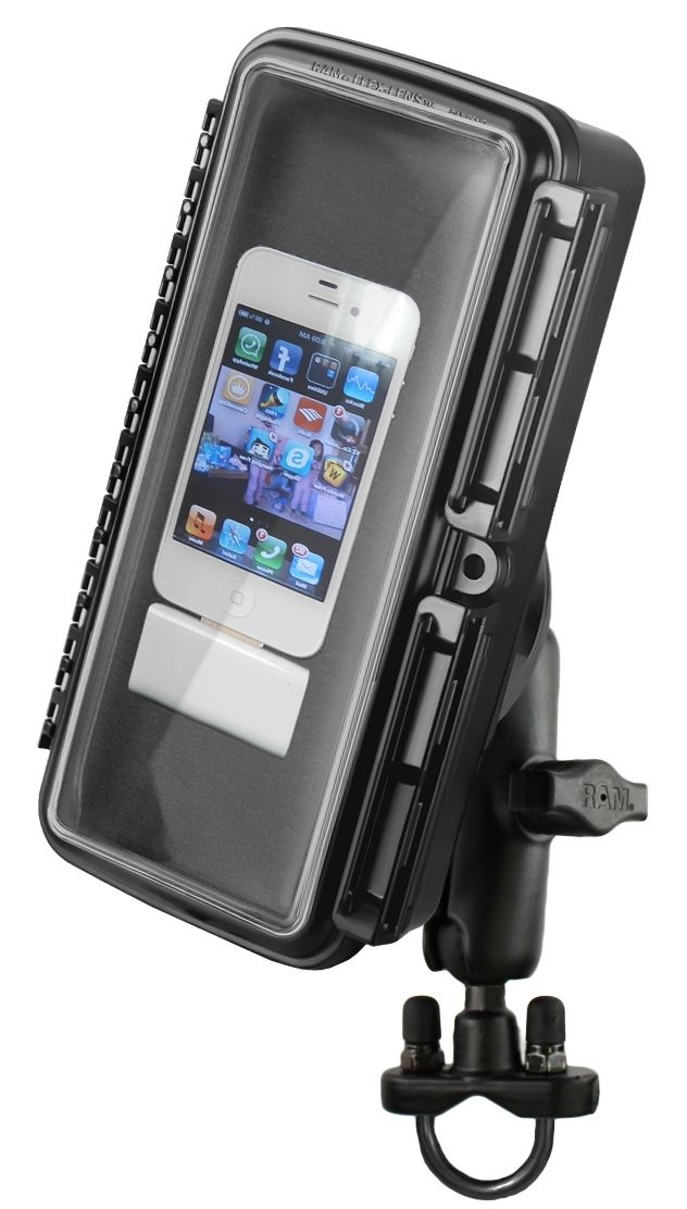 RAM Mounts Rohr-Halterung mit großer Aqua Box - Klemmschelle, mittlerer Verbindungsarm, B-Kugel (1 Zoll), im Polybeutel – Produktansicht