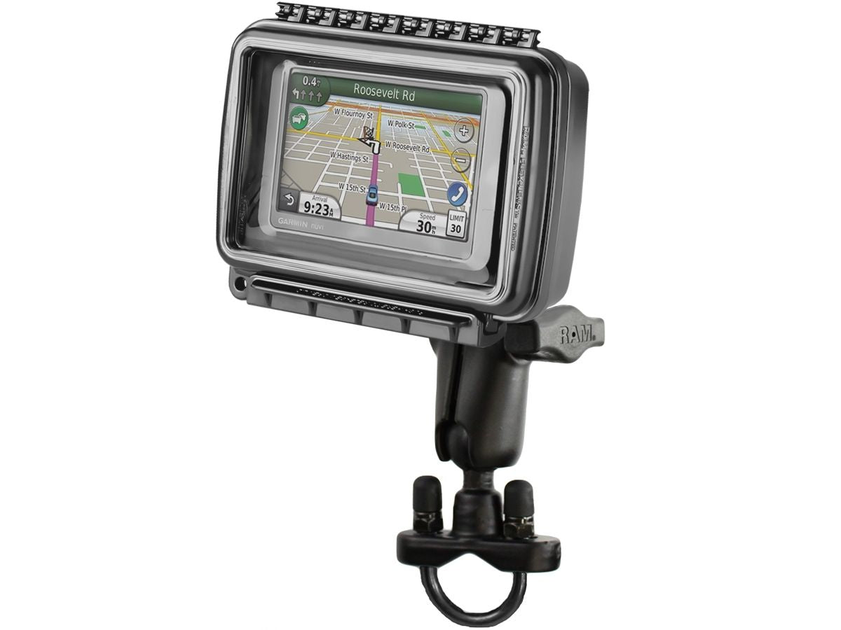 RAM Mounts Rohr-Halterung mit mittlerer Aqua Box (Quer-Version) - Klemmschelle, mittlerer Verbindungsarm, B-Kugel (1 Zoll), im Polybeutel – Produktansicht