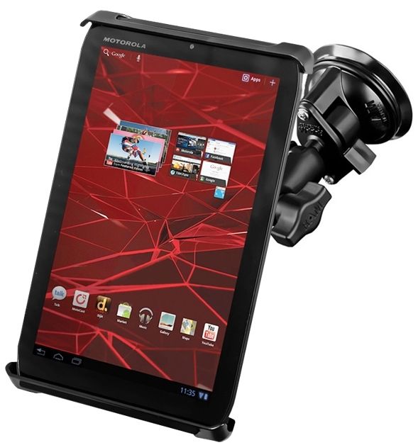 RAM Mounts Saugfuss-Halterung für 7 Zoll Tablets - mittlerer Verbindungsarm, Diamond-Basisplatte (Trapez), runde Basisplatte (AMPS), Tab-Tite Halteschale, B-Kugel (1 Zoll) – Produktansicht