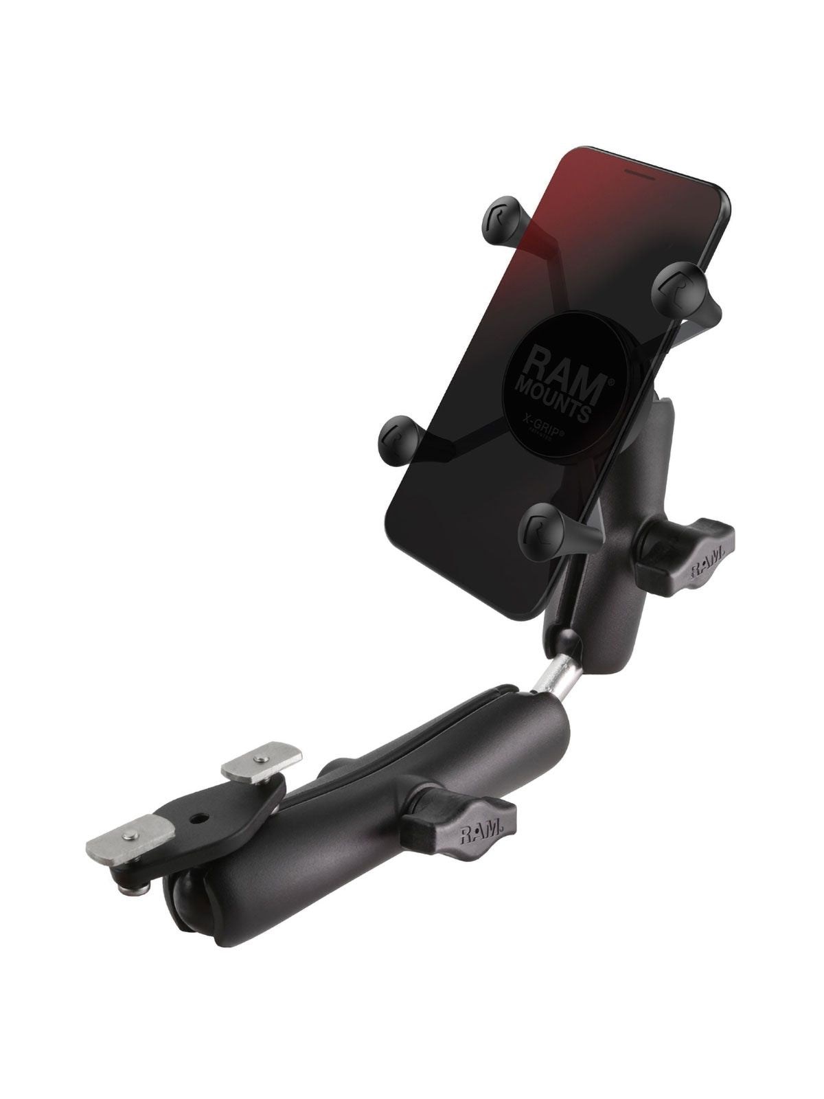 RAM Mounts X-Grip Smartphone-Halterung für Rollstühle (Armlehnen) - Bis 82,55 mm Breite - Mittlerer Verbindungsarm - Doppel-Kugeladapter - Langer Verbindungsarm - Trapez-Adapter Basiskugel - B-Kugel (1 Zoll) – Produktansicht