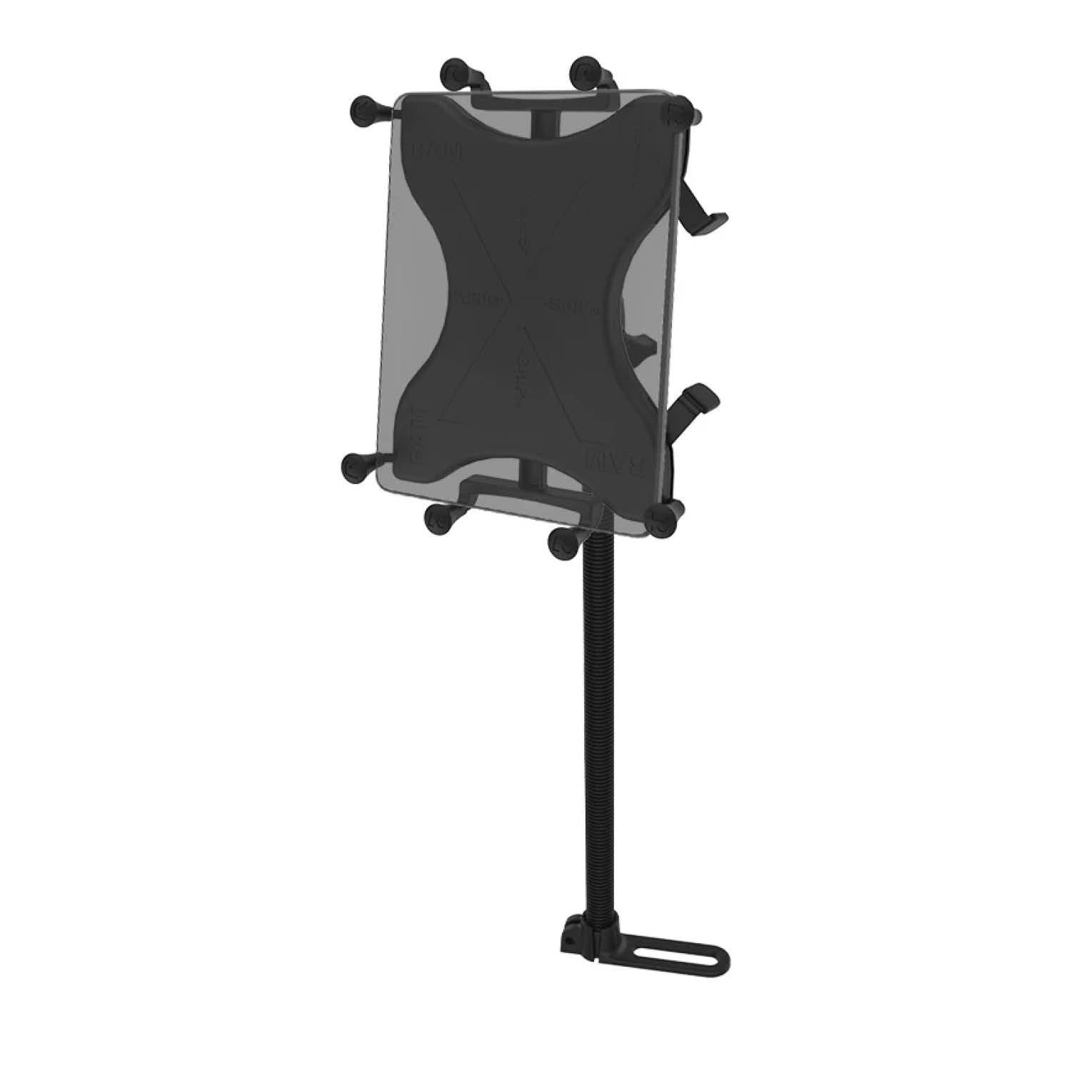 RAM Mounts X-Grip Schwanenhals-Halterung für 9-11 Zoll Tablets - Runde Basiskugel - 18 Zoll Aluminium Schwanenhals - Pod-Basis (Fahrzeugsitz - Ohne Bohren) - B-Kugel (1 Zoll) - Schrauben-Set – Produktansicht