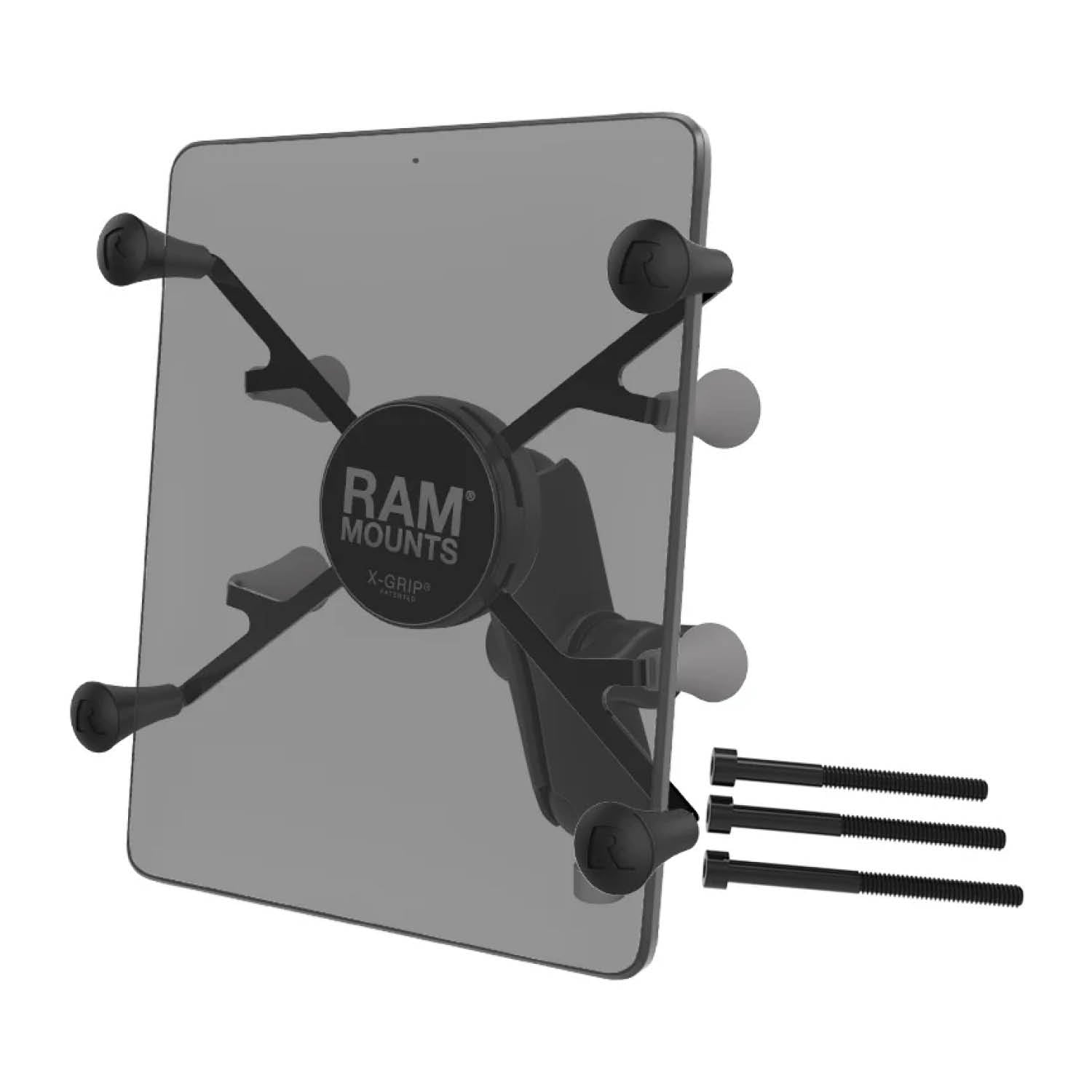 RAM Mounts X-Grip Motorrad-Halterung für 7-8 Zoll Tablets - Mittlerer Verbindungsarm - Kugel für Lenkerkopf mit M8-Schrauben - B-Kugel (1 Zoll) - Schrauben-Set – Produktansicht