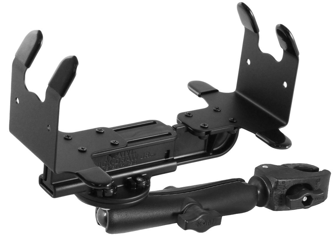 RAM Mounts Tough-Claw Druckerhalterung (kleine Drucker) - B-Kugel (1 Zoll), Tough-Claw klein (Durchmesser 15,9-29,0 mm), langer Verbindungsarm (ca. 150 mm) – Produktansicht