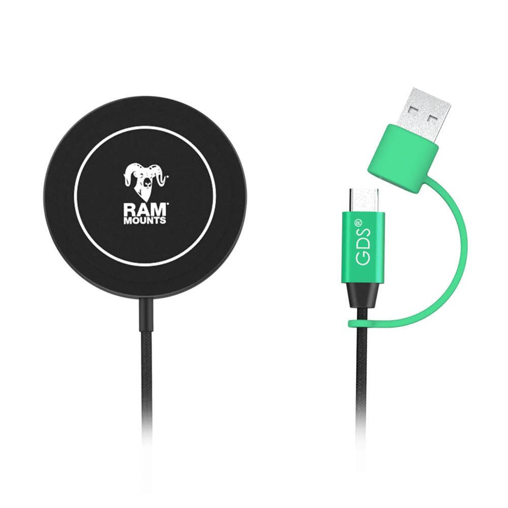 RAM Mounts Qi2 Wireless Charger Power Delivery - 15 Watt - MagSafe Kompatibel - USB-C & USB-A Anschluss – Produktansicht