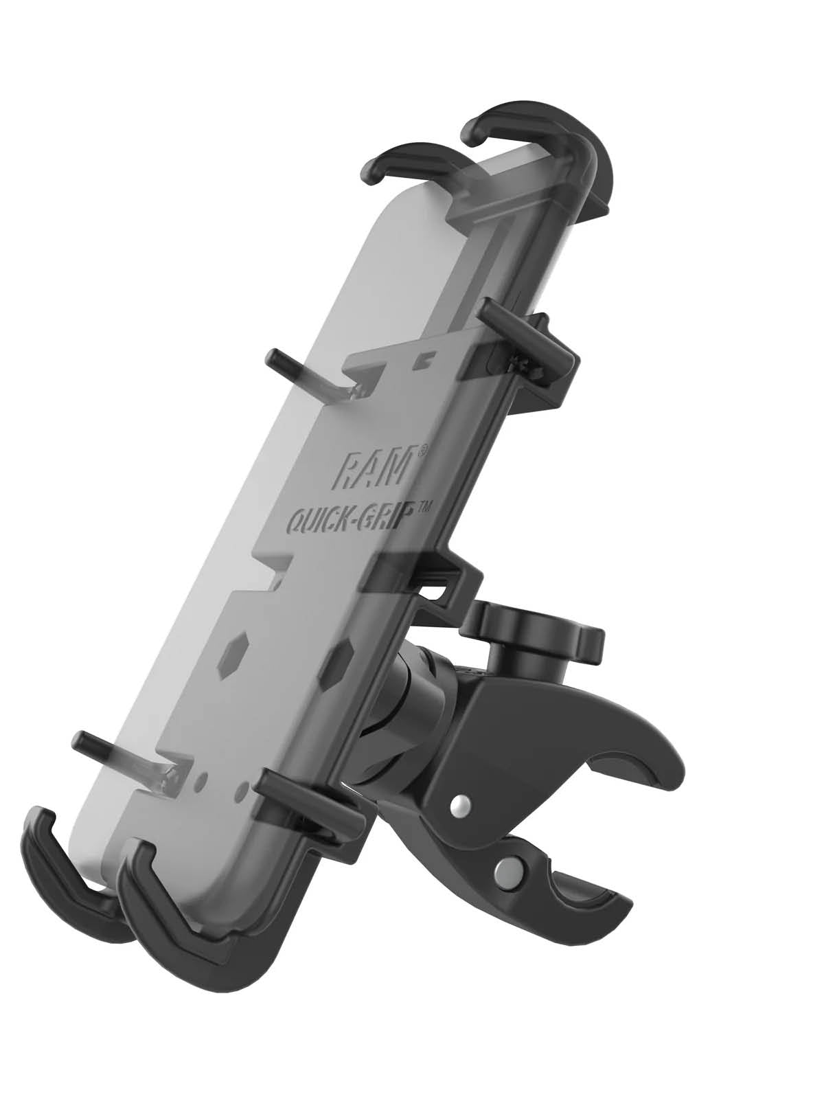 RAM Mounts Quick-Grip XL Klemm-Halterung für große Smartphones - Bis 92,07 mm Breite - Tough-Claw Klein (Durchmesser 15,87 mm bis 28,95 mm) - Schrauben-Set – Produktansicht