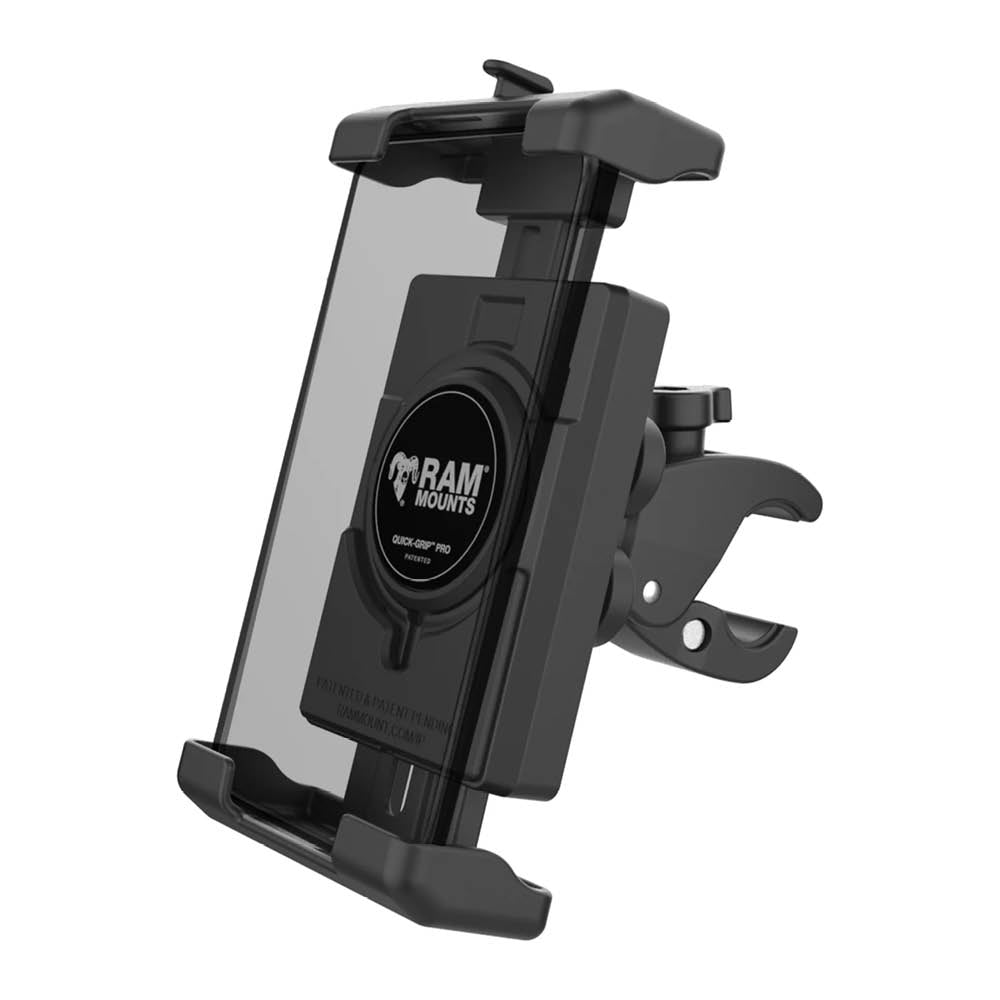 RAM Mounts Quick-Grip Pro XL Klemm-Halterung für Smartphones - Mit Vibrationsdämpfung - Bis 95,25 mm Breite - Mag-Safe Kompatible - Tough-Claw Klein (Durchmesser 15,87 mm bis 28,95 mm) - Schrauben-Set – Produktansicht