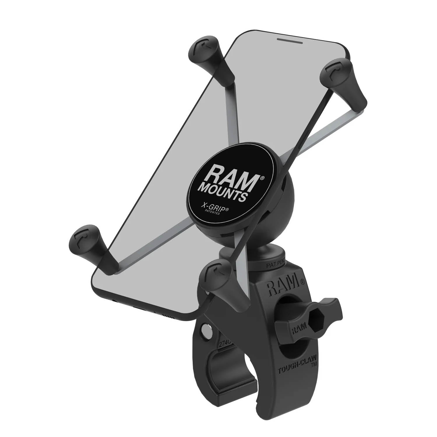 RAM Mounts X-Grip Klemm-Halterung für Smartphones - Bis 114,3 mm Breite - Snap-Link Tough-Claw Klein (Durchmesser 15,87 mm bis 28,95 mm) - Snap-Link (3/4 Zoll) – Produktansicht