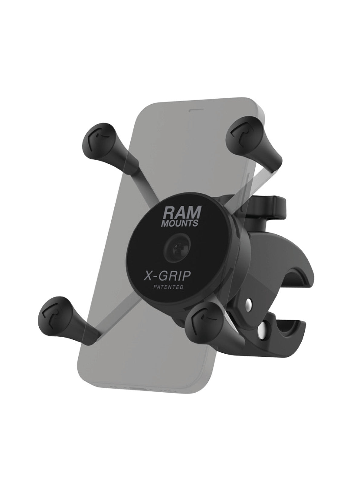 RAM Mounts X-Grip Low Profile Klemm-Halterung für Smartphones - Bis 82,55 mm Breite - Tough-Claw Klein (Durchmesser 15,87 mm bis 28,95 mm) - Direktanbindung – Produktansicht