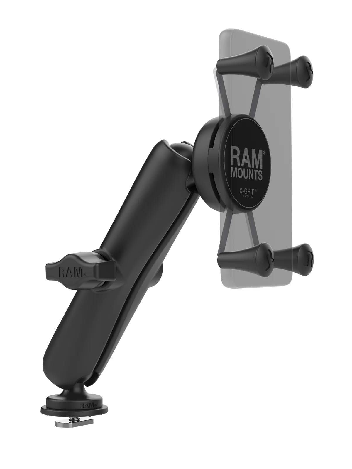 RAM Mounts X-Grip Schienensystem-Halterung für Smartphones - Bis 82,55 mm Breite - Langer Verbindungsarm - Track-Ball Basis - B-Kugel (1 Zoll) – Produktansicht
