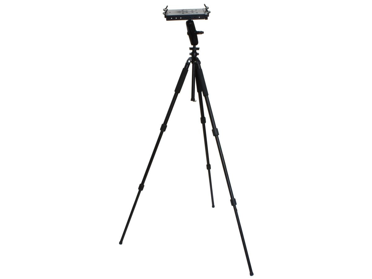 RAM Mounts Triple Teleskop-Ständer mit Tough Tray II Halteschale - Höhe 535-1.470 mm einstellbar, mittlerer Verbindungsarm, runde Basisplatte (AMPS), C-Kugel (1,5 Zoll) – Produktansicht