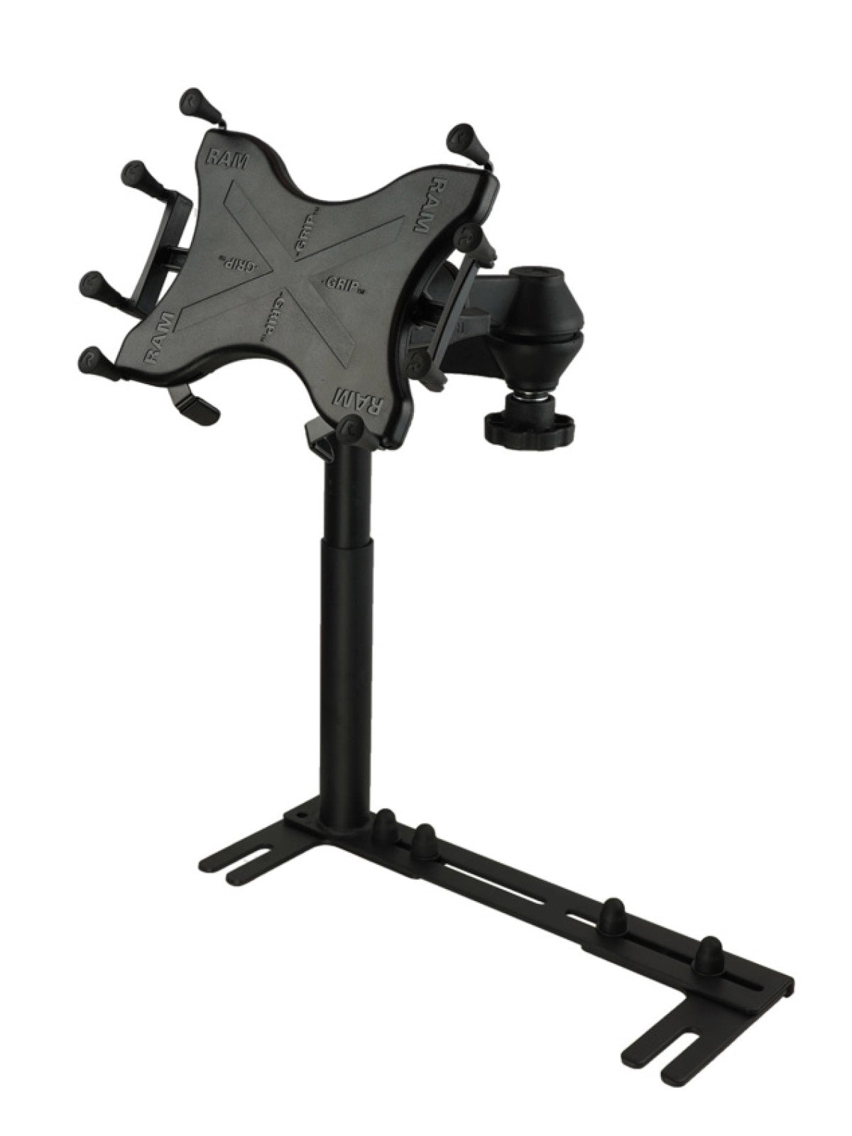 RAM Mounts Fahrzeug-Halterung für 9-10 Zoll Tablets - Universal Fahrzeug-Basis, Doppel-Schwenkarm, X-Grip Halteschale – Produktansicht