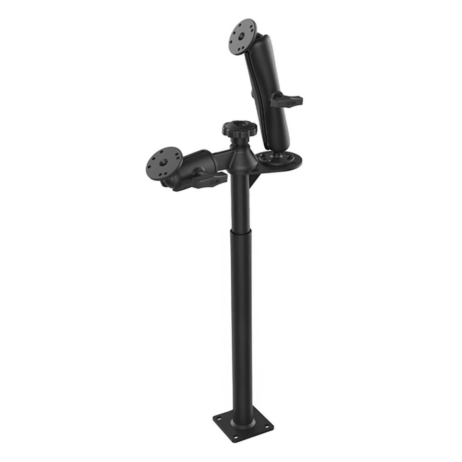 RAM Mounts Tele-Pole Standfuss (18 Zoll) mit Schwenkarm und Doppelhalterung - C-Kugel (1,5 Zoll), 4-Loch AMPS-Anbindung – Produktansicht