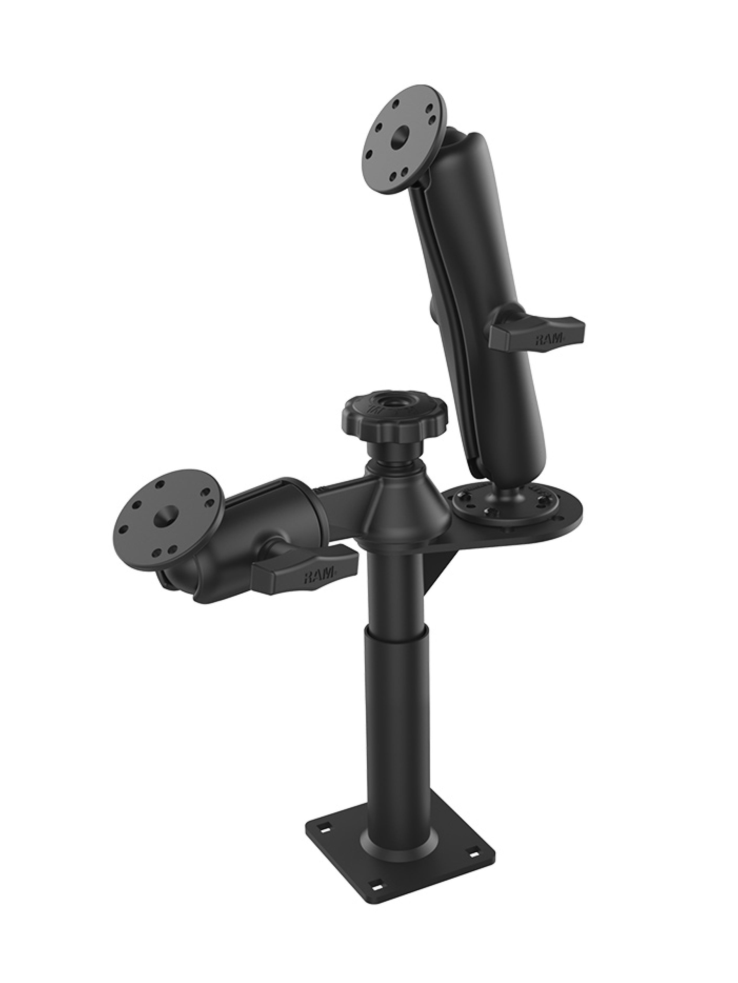 RAM Mounts Tele-Pole Standfuss (5 Zoll) mit Schwenkarm - C-Kugel (1,5 Zoll), runde Basisplatte, AMPS-Anbindung – Produktansicht