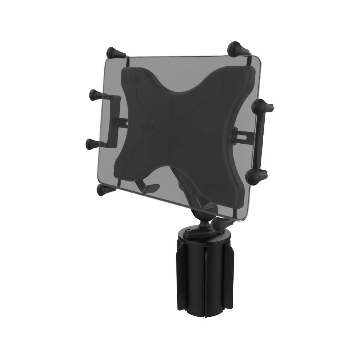 RAM Mounts X-Grip Fahrzeug-Halterung für 12-13 Zoll Tablets (Verbundstoff) - Mittlerer Verbindungsarm - Getränkehalter Basis (Durchmesser 65,27 mm bis 88,9 mm) - B-Kugel (1 Zoll) – Produktansicht