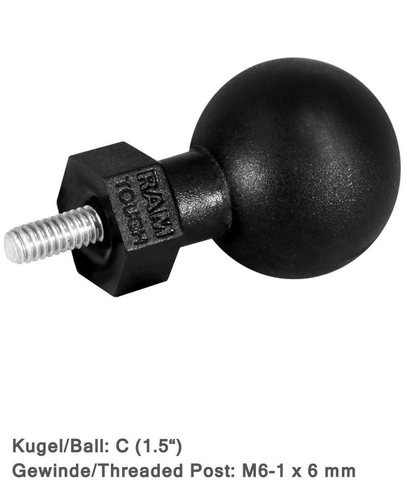 RAM Mounts Tough-Ball mit M6-1 x 6 mm Gewindestift - C-Kugel (1,5 Zoll), im Polybeutel – Produktansicht