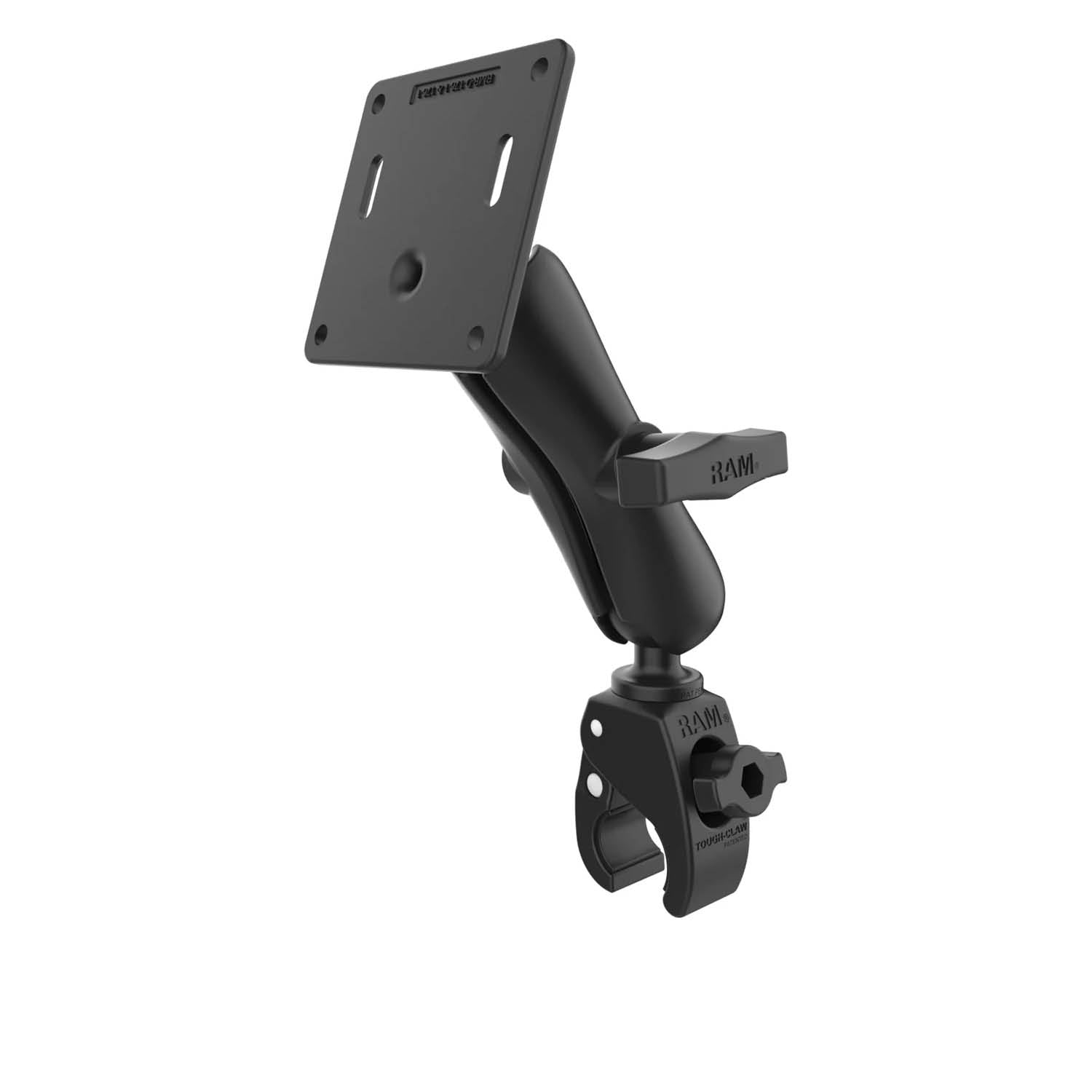 RAM Mounts Tough-Claw Set - C-Kugel (1,5 Zoll), Tough-Claw klein (Durchmesser 15,88-28,96 mm), mittlerer Verbindungsarm, 75x75 mm VESA-Platte – Produktansicht