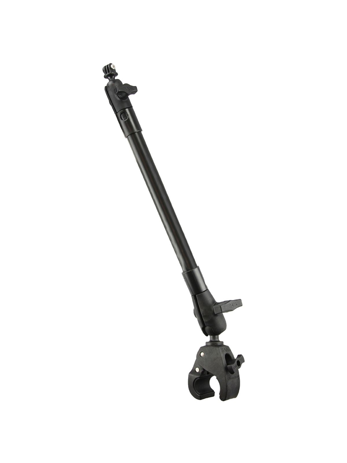 RAM Mounts Tough-Claw Set für GoPro Action-Kameras - B- u. C-Kugel (1 / 1,5 Zoll), Tough-Claw mittel (Durchmesser 25,4-40,6 mm), Tele-Stab (ca. 455 mm), GoPro-Adapter – Produktansicht