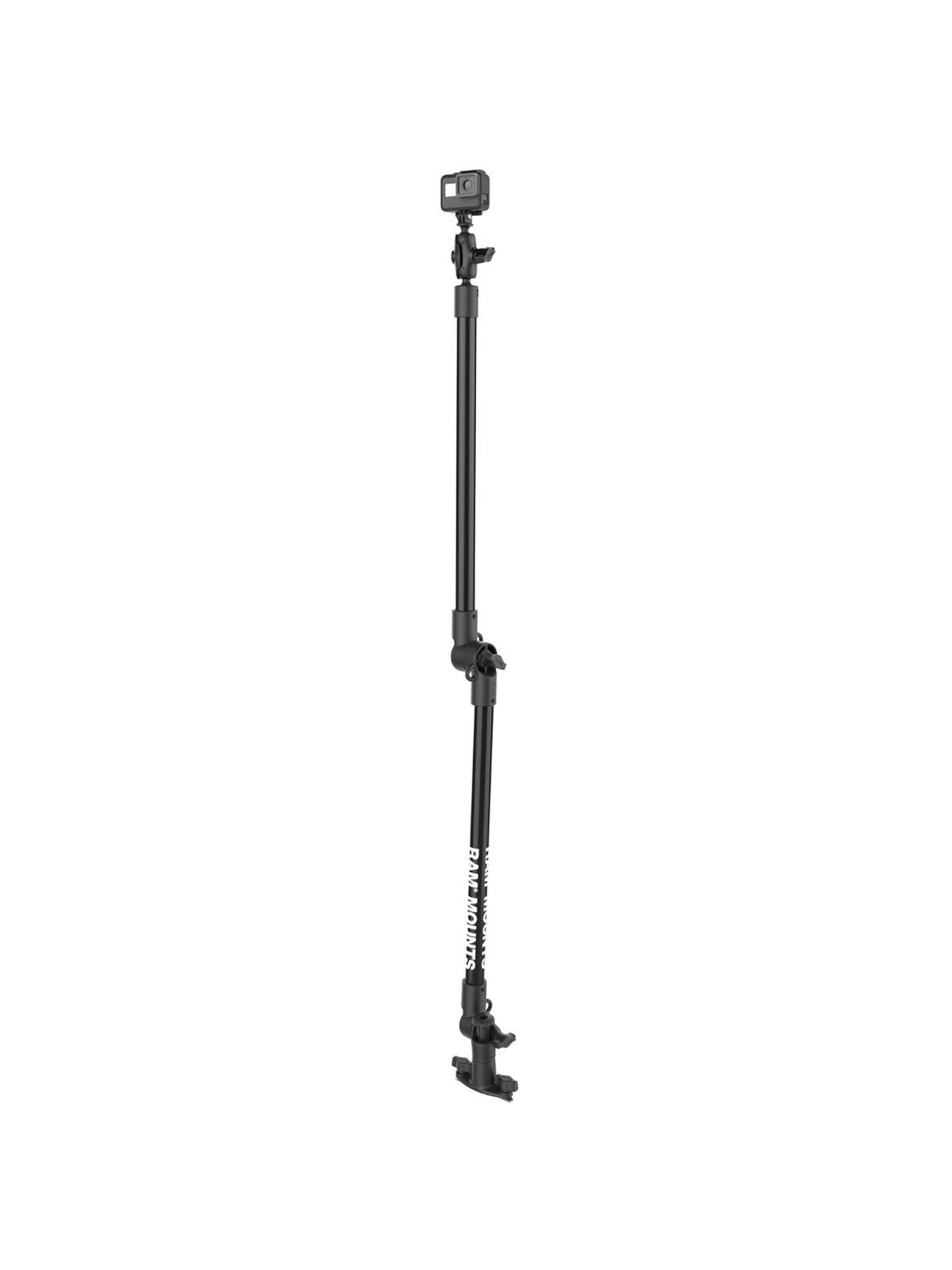 RAM Mounts Tough-Pole GoPro-Set für Tough-Track Schienen - B-Kugel (1 Zoll), Gesamtlänge ca. 120 cm, verstellbar, Doppel T-Slot Basis – Produktansicht