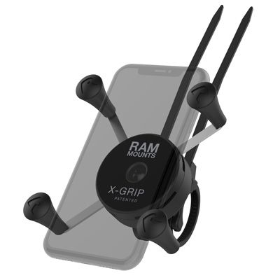 RAM Mounts X-Grip Lenker-Halterung mit Kabelbinder für Smartphones - Bis 82,55 mm Breite - Durchmesser von 12,07 mm bis 42,67 mm – Produktansicht