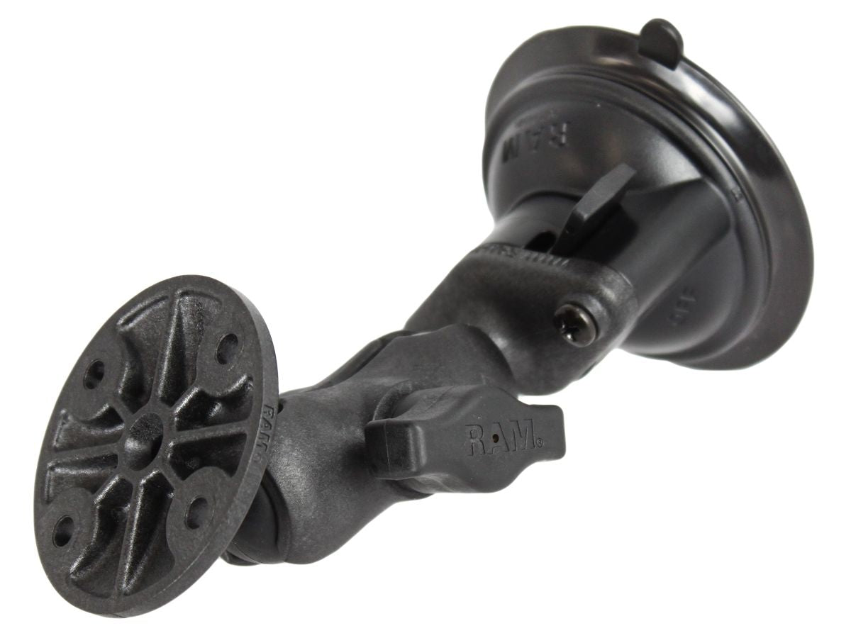 RAM Mounts Verbundstoff Saugfuss-Set mit runder Anbindung - kurzer Verbindungsarm, Diamond-Basisplatte (Trapez), runde Basisplatte, B-Kugel (1 Zoll), – Produktansicht