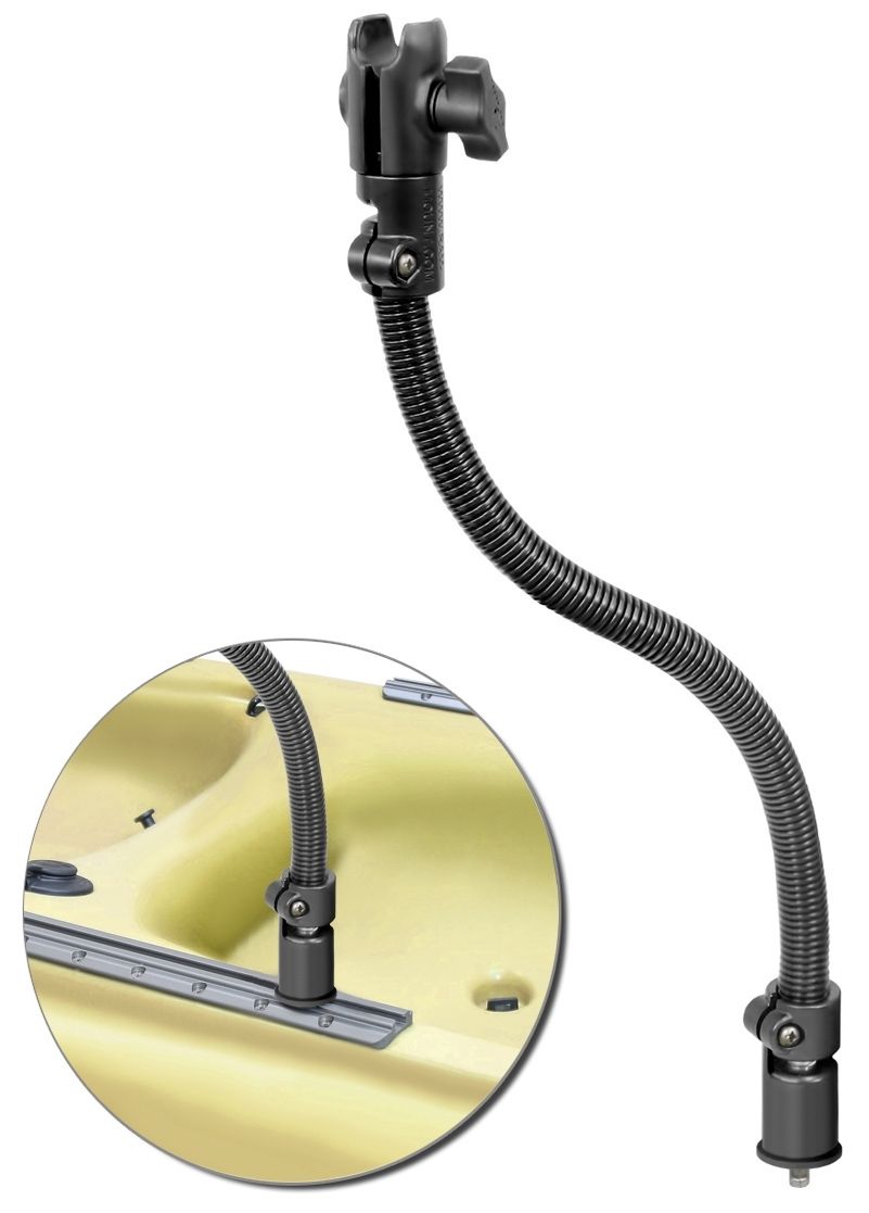RAM Mounts flexibler Aluminium-Stab (18 Zoll) mit Pinlock-Basis für entsprechende Kanu-Schienen - B-Kugel Aufnahme (1 Zoll), im Polybeutel – Produktansicht